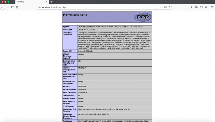 PHP 5.2 phpinfo page